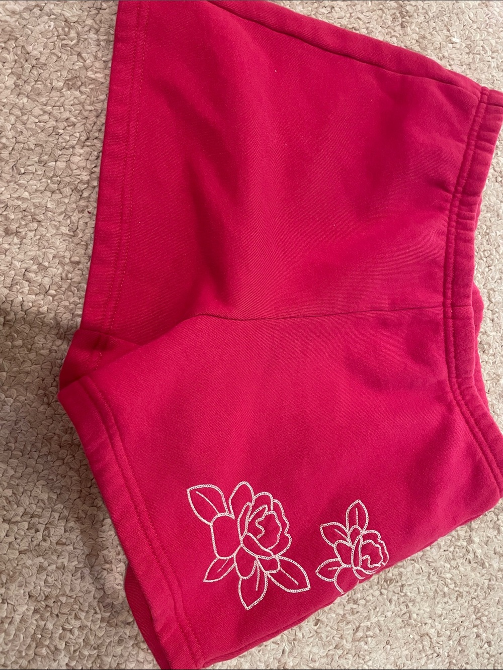 PacSun Hot Pink Athletic Shorts with White Floral Stitching